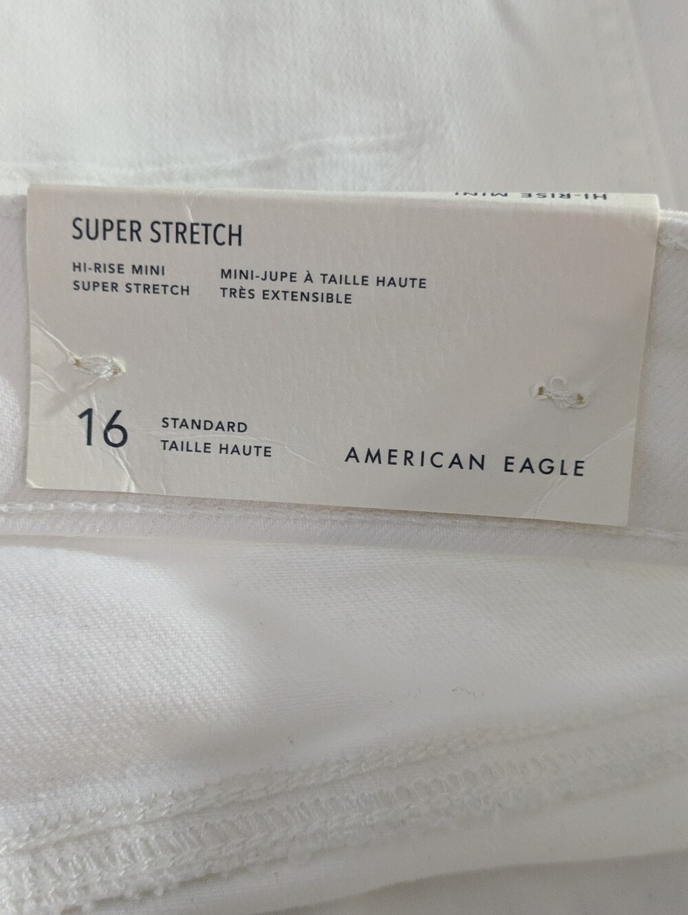 NEW American Eagle Outfitters White Denim Jean Mini Skirt - Size 16 Womens - Picture 5 of 7